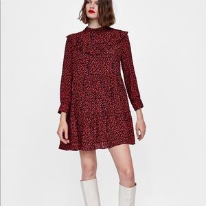 Red and black leopard print dress